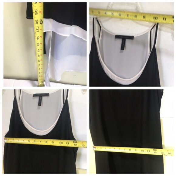 BCBG MaxAzria Gigi Asymmetrical Light Tank MIDI Dress Flowey Black White Sheath - Picture 13 of 13